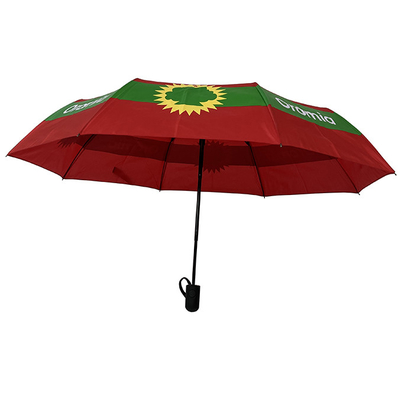 Parapluie automatique rouge de voyage de pongé avec 8 le panneau Logo Promotion Ladies Umbrella