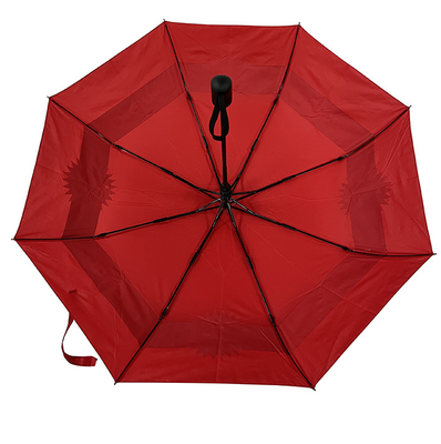 Parapluie automatique rouge de voyage de pongé avec 8 le panneau Logo Promotion Ladies Umbrella