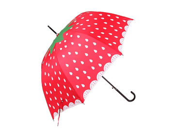 Belle fraise solide de parapluie de bâton de 23 pouces imprimant le Portable pour des enfants