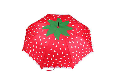 Belle fraise solide de parapluie de bâton de 23 pouces imprimant le Portable pour des enfants
