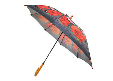 Le noir ouvert de parapluie de bâton d'automobile personnalisé par DIY avec le rouge conçoivent en fonction du client
