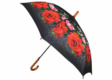 Le noir ouvert de parapluie de bâton d'automobile personnalisé par DIY avec le rouge conçoivent en fonction du client