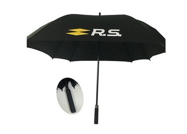 Parapluies promotionnels de golf de noir carré de forme avec le logo d'écran en soie de pongé
