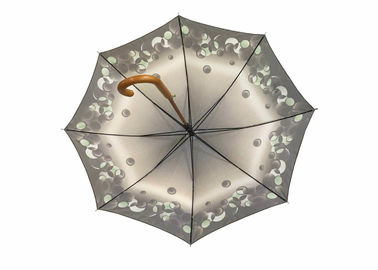 Parapluie en bois de bâton de protection UV, poignée en bois de parapluie classique