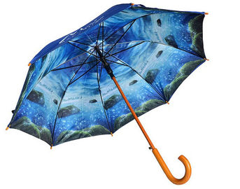 Impression promotionnelle de Digital de parapluies de golf de cadre en bois 23 pouces d'automobile ouverte
