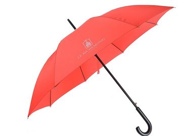 Logo promotionnel de parapluies de golf de matériaux blancs de pongé imprimant la poignée en bois de J
