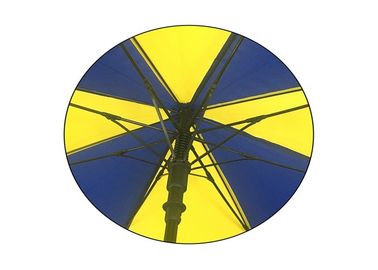 Parapluies promotionnels jaunes bleus de golf de cadre de fibre de verre avec la poignée de mousse d'EVA