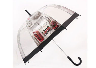Forme de recourbement droite de dôme de poignée de parapluie transparent automatique évident de pluie