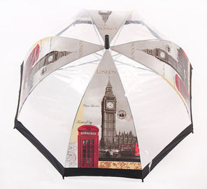 Forme de recourbement droite de dôme de poignée de parapluie transparent automatique évident de pluie