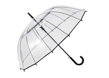 Cadre noir transparent en métal du parapluie 16K POE de pluie de longue poignée unisexe plein