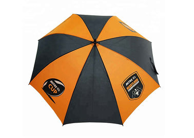 Tissu compact orange et noir de polyester/pongé de parapluie de golf pour le voyage