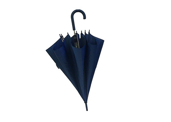 Parapluie ouvert automatique de bâton de J de pongé en plastique de poignée