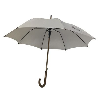 parapluie ouvert automatique droit de 23 pouces avec l'axe en bois et le parapluie en bois de poignée