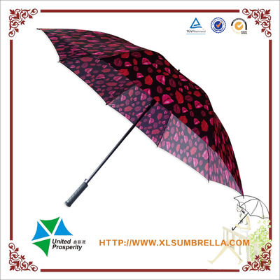 Parapluie rouge de lèvre de 8mm d'axe pliable en métal pour des femmes