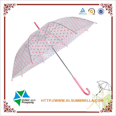 Parapluie transparent de pluie de POE de point de rose de poignée de J pour des enfants