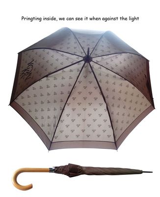 Parapluie en bois de golf de contrat de tissu de pongé de poignée de J