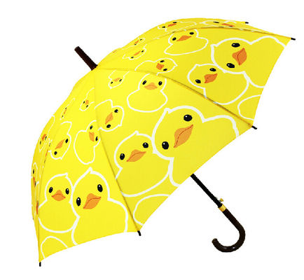 Parapluie compact de golf de poignée jaune mignonne du canard J d'enfants