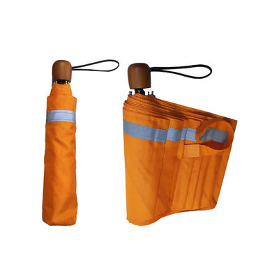 Parapluie en bois de poignée de pliage ouvert manuel avec la tuyauterie réfléchie
