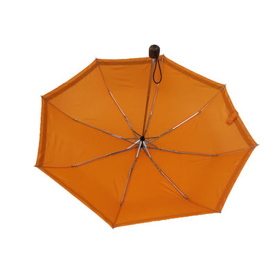 Parapluie en bois de poignée de pliage ouvert manuel avec la tuyauterie réfléchie