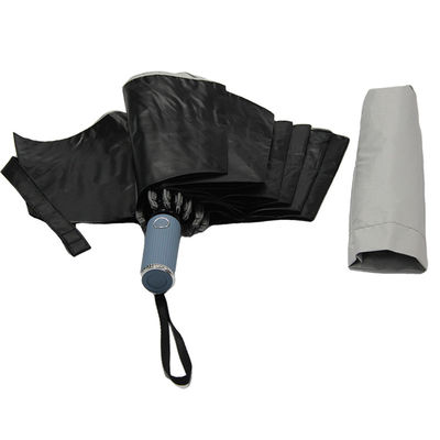 Fin ouverte automatique fois de parapluie du revêtement trois UV noirs pour des femmes