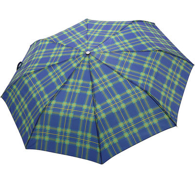 Parapluie fois du parapluie trois verts étroits ouverts automatiques de grille de rayure pour les hommes