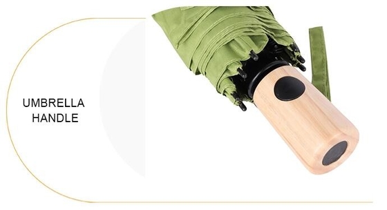 21&quot; parapluie pliable automatique de poignée de x8k de doubles nervures en bambou de fibre de verre