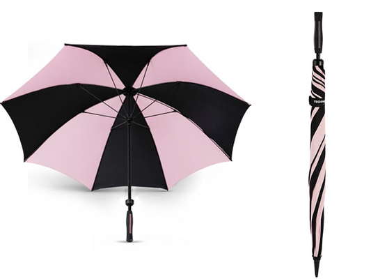 Les femmes droites de parapluie de poignée de pongé protégeant du vent ouvert manuel conçoivent