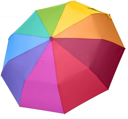 Parapluie ouvert de GV et fermé automatique de couleur d'arc-en-ciel de nervures de fibre de verre