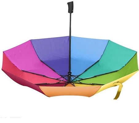 Parapluie ouvert de GV et fermé automatique de couleur d'arc-en-ciel de nervures de fibre de verre