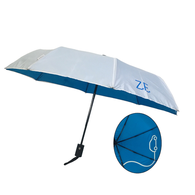 Parapluie compact étroit ouvert automatique de pliage de double couche avec de doubles nervures de fibre de verre
