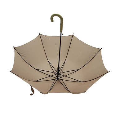 parapluie en bois de pongé de poignée de l'axe J en métal de 8mm