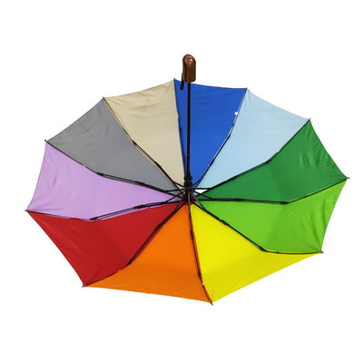 Dames de contrat du polyester 190T de couleur d'arc-en-ciel de BSCI pliant des parapluies pour le voyage