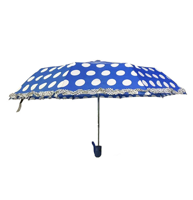 Polyester ouvert automatique 190T Dot Umbrella With Ruffle Edge de dames de GV
