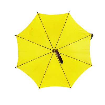 Parapluie droit protégeant du vent ouvert automatique de poignée en bois avec l'axe de fibre de verre