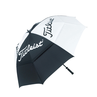 Parapluie droit ouvert automatique protégeant du vent de golf de double couche avec le logo adapté aux besoins du client