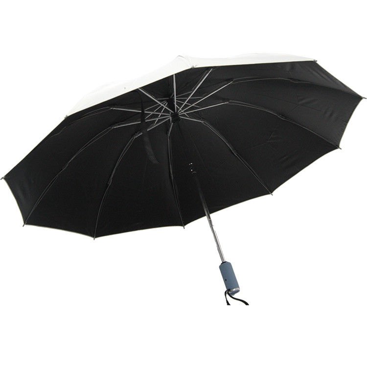 Fin ouverte automatique fois de parapluie du revêtement trois UV noirs pour des femmes