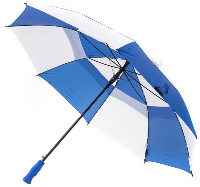 Parapluie de golf d'auvent de cadre en métal de pongé de RPET double avec des nervures de fibre de verre