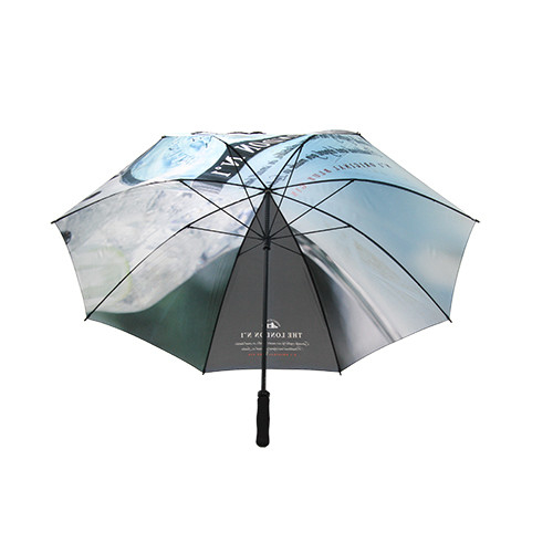 parapluie ouvert automatique de golf de poignée droite d'axe en métal de 8mm avec l'impression de Digital