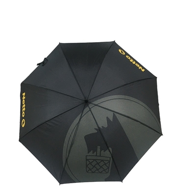 Long noir de impression polychrome de parapluie de fibre de verre