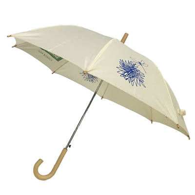 Parapluie ouvert automatique de bâton de cadre en métal de nervures de fibre de verre Parapluie de poignée en bois