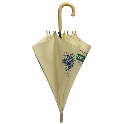 Parapluie ouvert automatique de bâton de cadre en métal de nervures de fibre de verre Parapluie de poignée en bois
