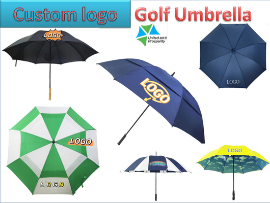 Auvent adapté aux besoins du client de double de Logo Windproof Fiberglass Golf Umbrella