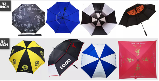 Auvent adapté aux besoins du client de double de Logo Windproof Fiberglass Golf Umbrella