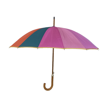 Poignée en bois d'axe en bois de parapluie d'arc-en-ciel de 16 couleurs