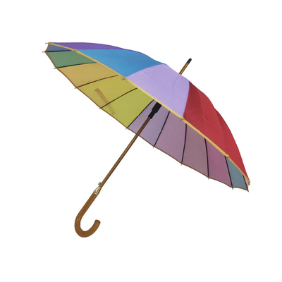 Poignée en bois d'axe en bois de parapluie d'arc-en-ciel de 16 couleurs