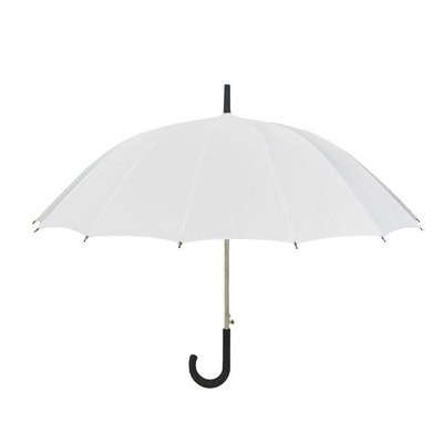 Parapluie de parapluie de 16 nervures long de bâton blanc ouvert automatique de couleur
