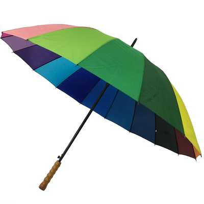 8 épaule étanche Pongee Couleur arc-en-ciel Parapluie de golf rond