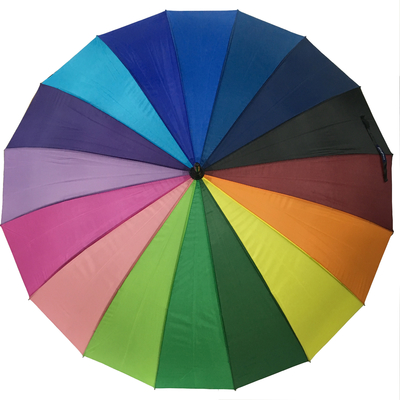 8 épaule étanche Pongee Couleur arc-en-ciel Parapluie de golf rond