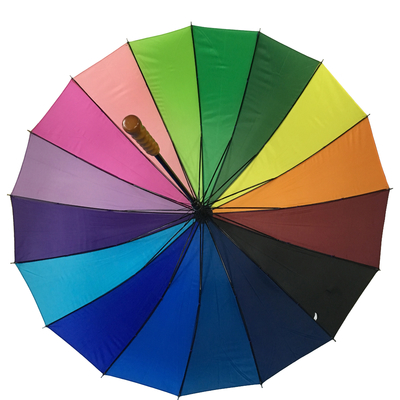 8 épaule étanche Pongee Couleur arc-en-ciel Parapluie de golf rond