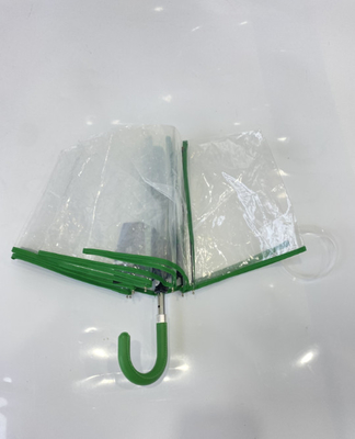 Manuel minimaliste ouvert, trois fois plié poignée en cuir parapluie transparente pluie 21 pouces facile à transporter